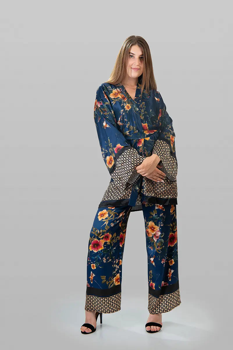 ENSEMBLE KIMONO & PANTALON EN SATIN