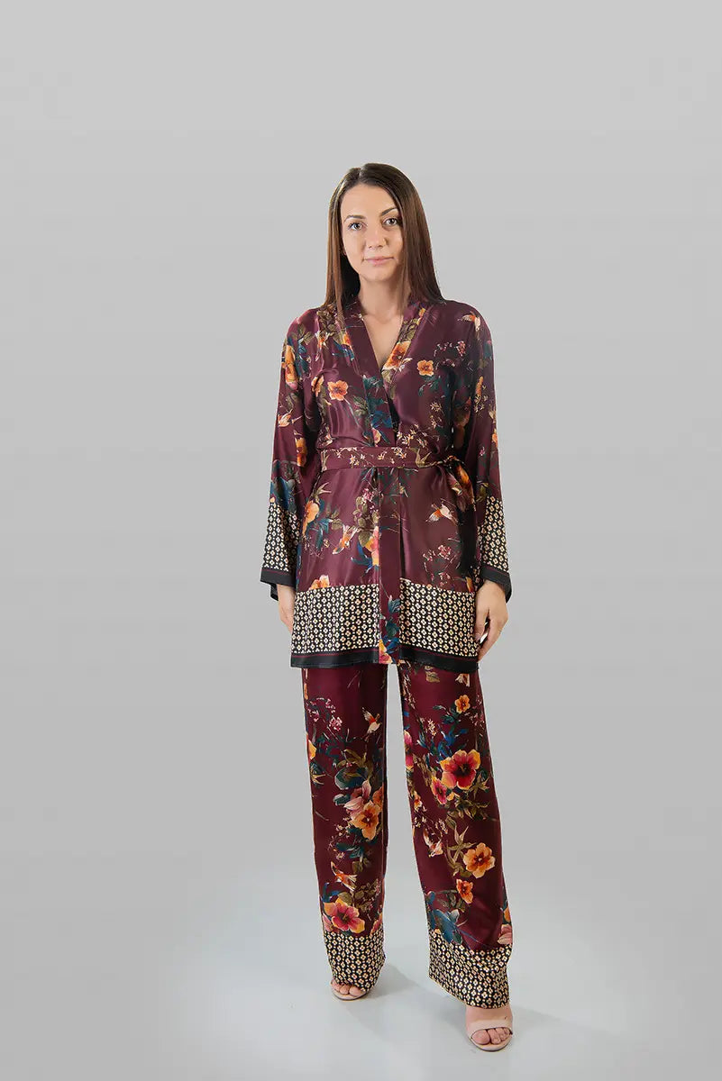 ENSEMBLE KIMONO & PANTALON EN SATIN