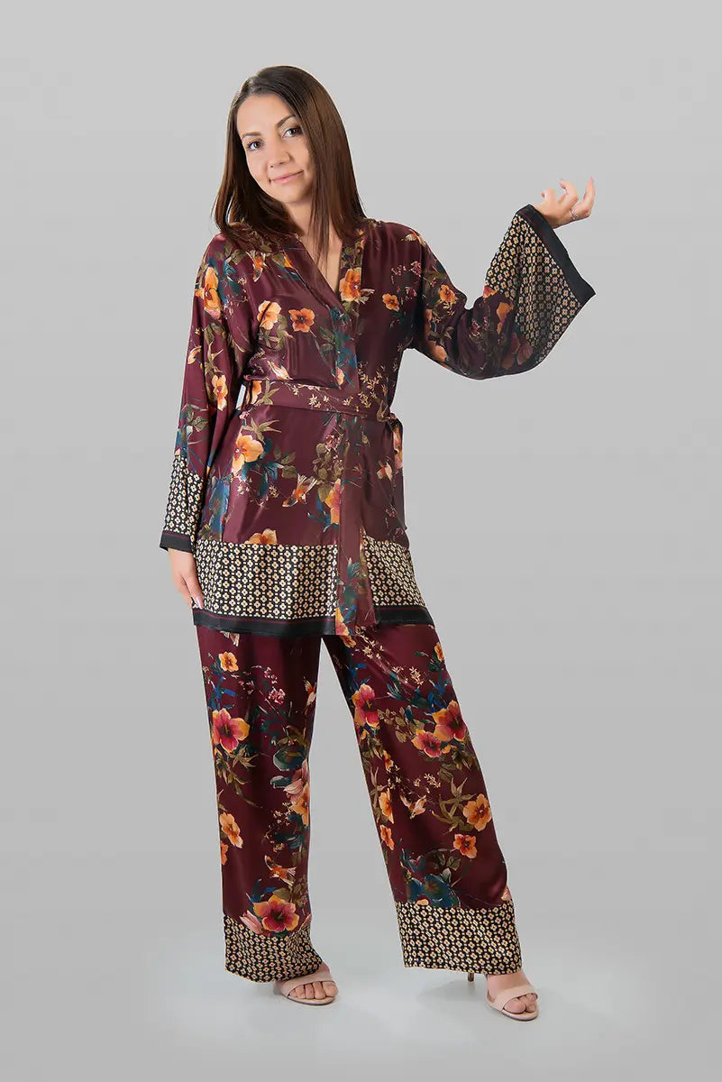 ENSEMBLE KIMONO & PANTALON EN SATIN