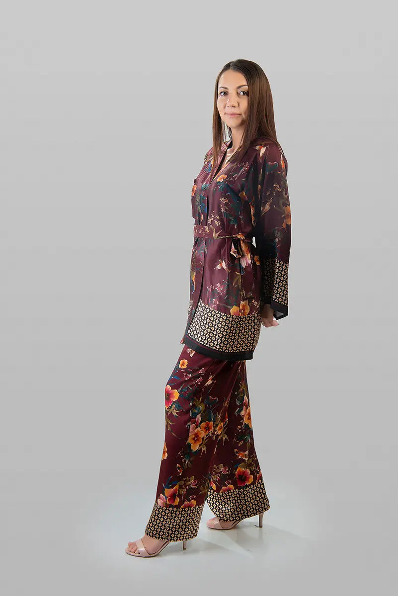 ENSEMBLE KIMONO & PANTALON EN SATIN